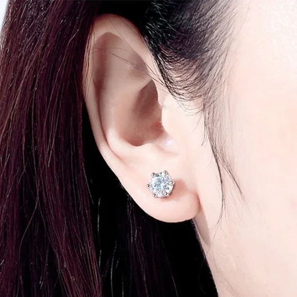Certified 4ct. t.w. Diamond Moissanite Round Stud Earrings NEW
